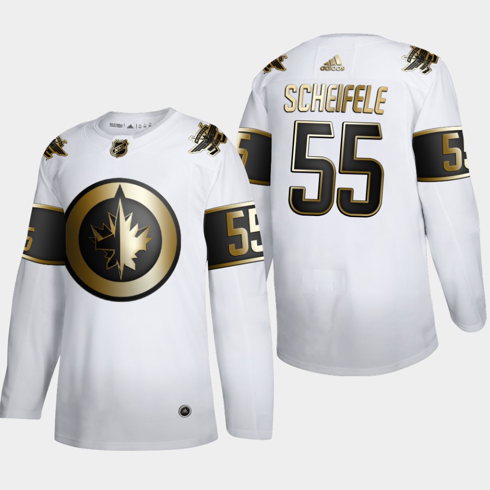 Men Winnipeg Jets #55 Mark Scheifele Adidas White Golden Edition Limited Stitched NHL Jersey->colorado avalanche->NHL Jersey